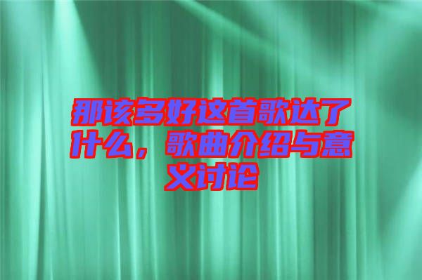 那該多好這首歌達(dá)了什么，歌曲介紹與意義討論