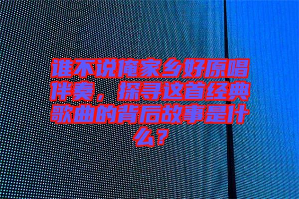誰不說俺家鄉(xiāng)好原唱伴奏，探尋這首經(jīng)典歌曲的背后故事是什么？