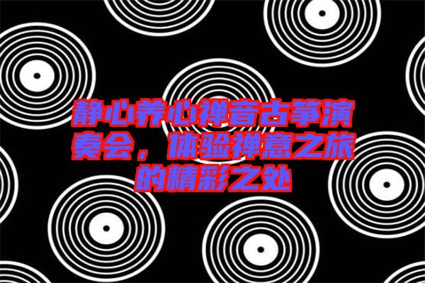 靜心養(yǎng)心禪音古箏演奏會，體驗禪意之旅的精彩之處