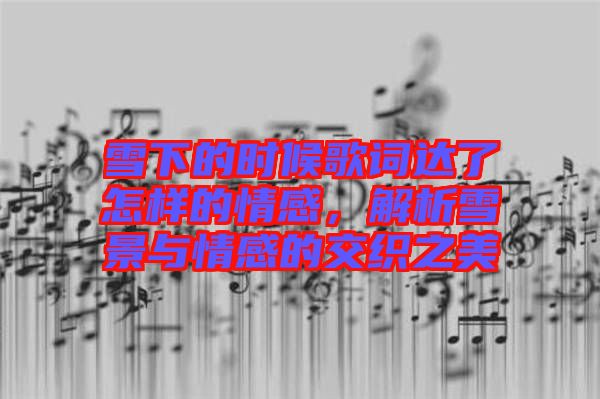 雪下的時(shí)候歌詞達(dá)了怎樣的情感，解析雪景與情感的交織之美