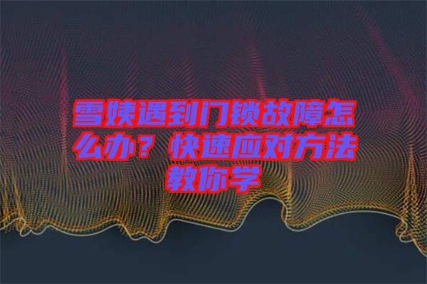 雪姨遇到門鎖故障怎么辦？快速應(yīng)對方法教你學(xué)