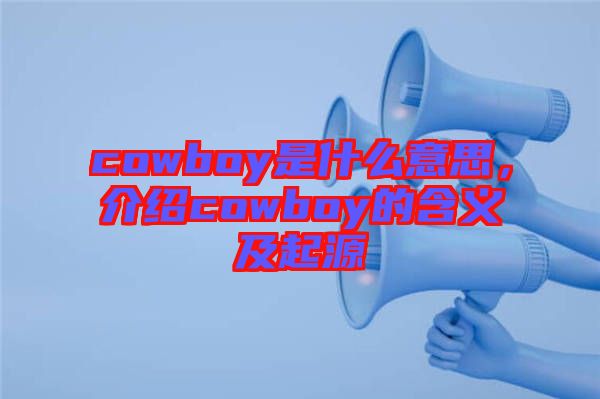 cowboy是什么意思，介紹cowboy的含義及起源
