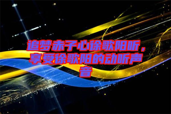 追夢赤子心徐歌陽聽，享受徐歌陽的動聽聲音