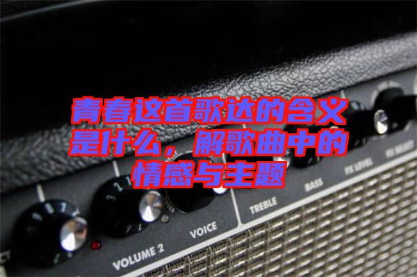 青春這首歌達(dá)的含義是什么，解歌曲中的情感與主題